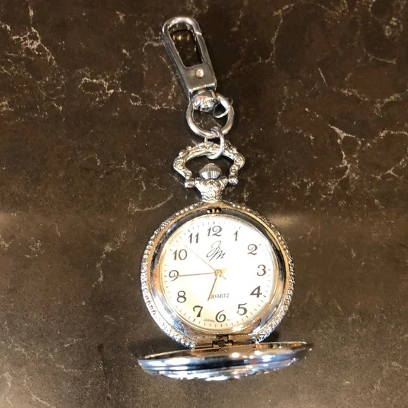 Pocket Watch JM Quartz Silver Collection Japan movement pocketwatch